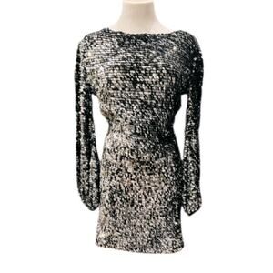 RETROFETE TARA SEQUIN CROCHET DRESS XS